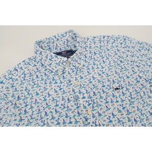 Vineyard Vines Whale Shirt Men's Medium Nautical Beach Sailboat Button Front